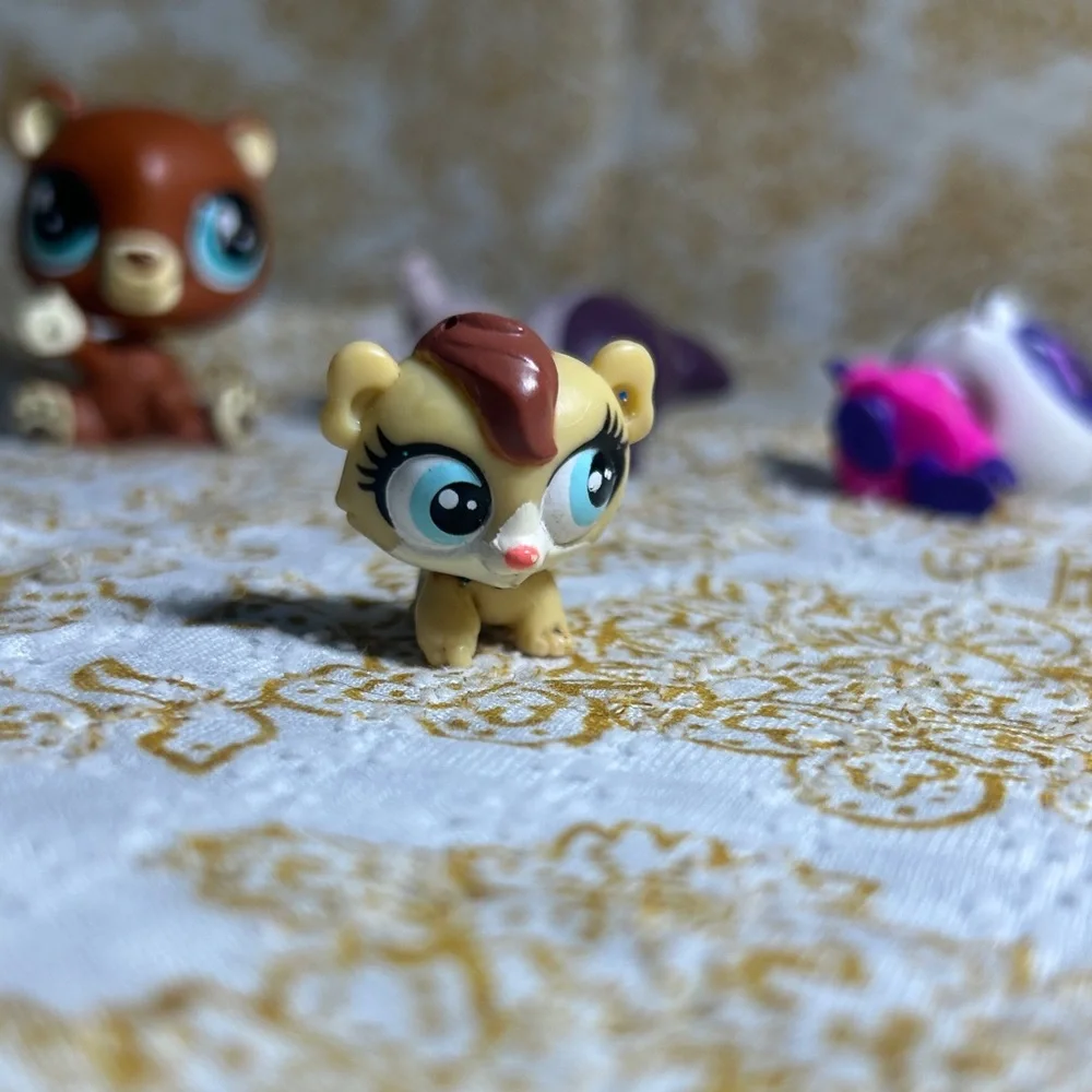 Littlest Pet Shop Animal Figures - Purple, Brown, Cream